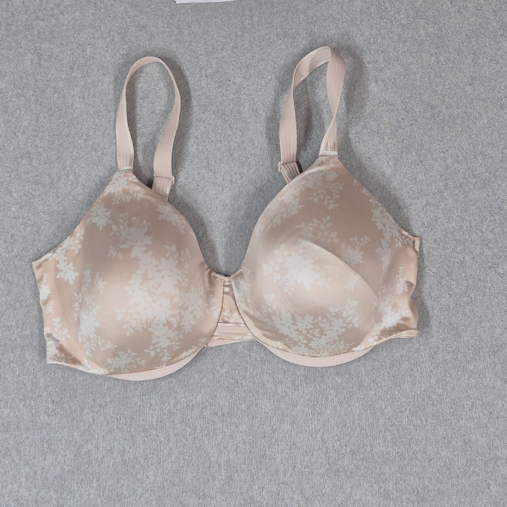 Bali Women Bra 38DD Beige Floral T Shirt Lightly Lined Underwired Strap